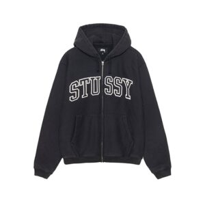 Sweat à capuche zippé Stussy Outline noir