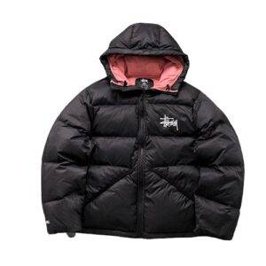 Veste Noire Avec Grand Logo Stussy
